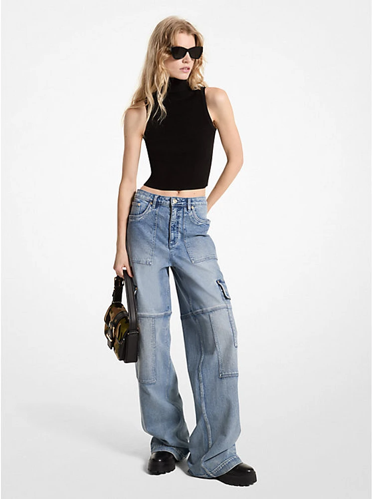 Sleeveless Turtleneck Cropped Top