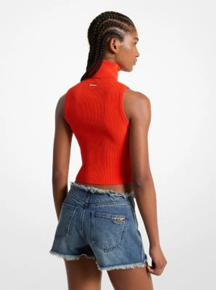 Sleeveless Turtleneck Cropped Top