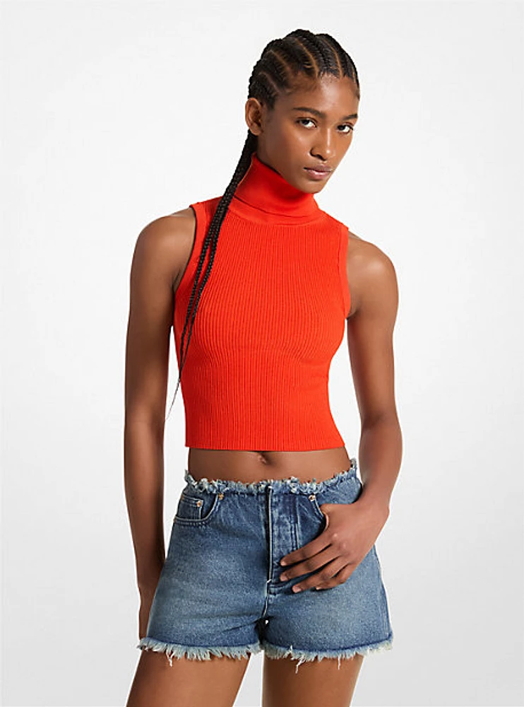 Sleeveless Turtleneck Cropped Top