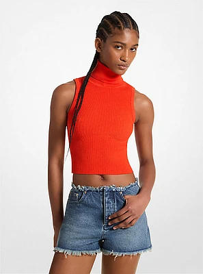 Sleeveless Turtleneck Cropped Top