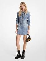 Stretch Denim Lace-Up Mini Dress