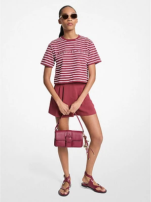 Striped Logo Cotton Cropped T-Shirt