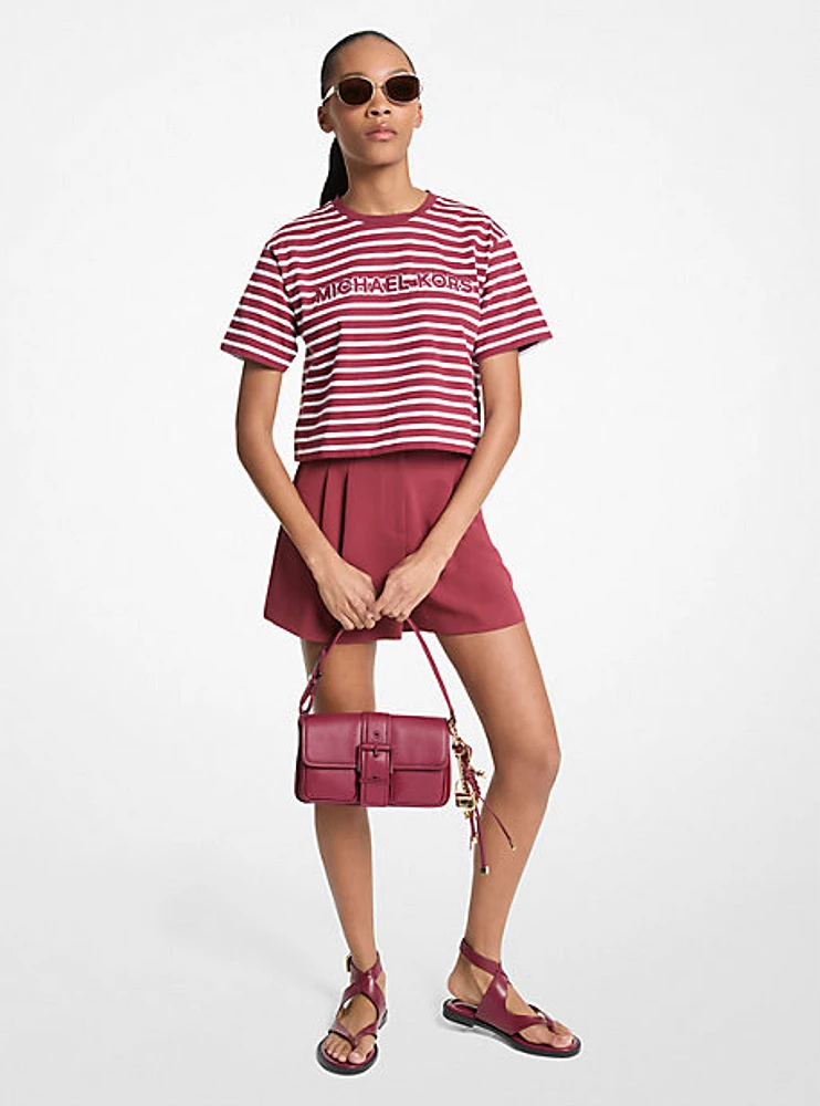 Striped Logo Cotton Cropped T-Shirt