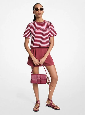 Striped Logo Cotton Cropped T-Shirt