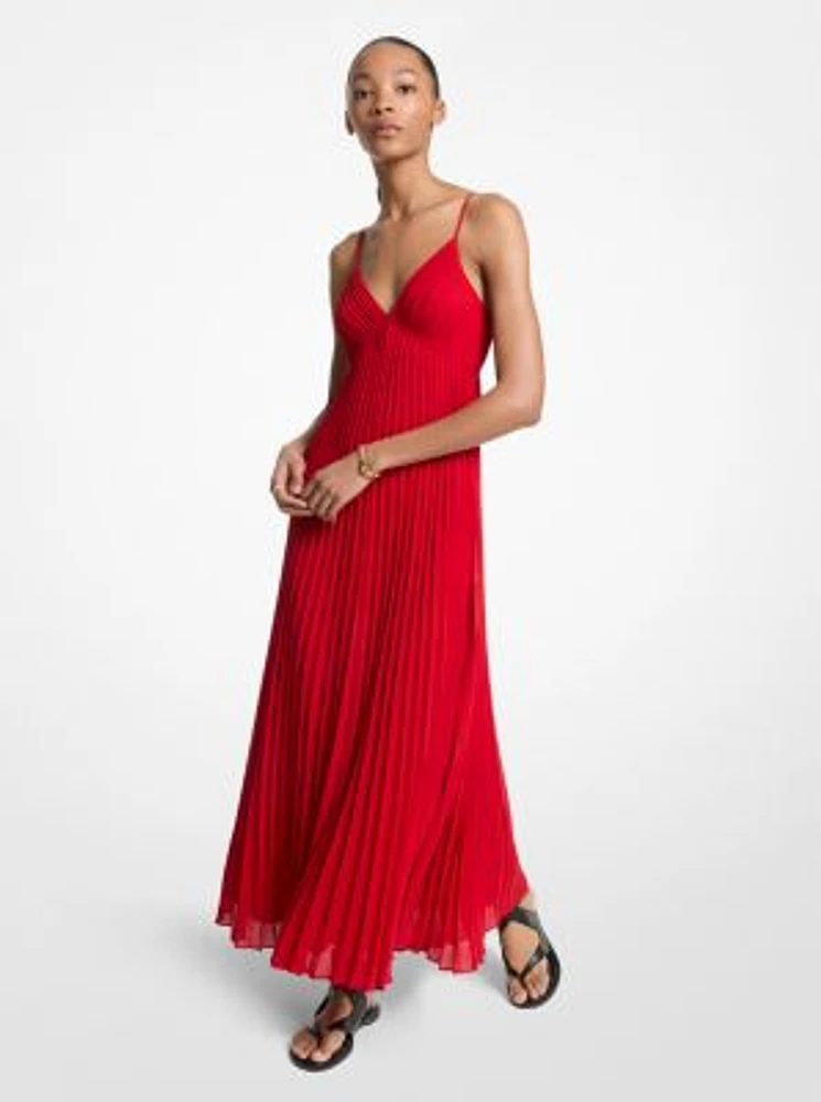Pleated Georgette Maxi Dress
