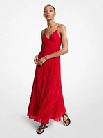 Pleated Georgette Maxi Dress