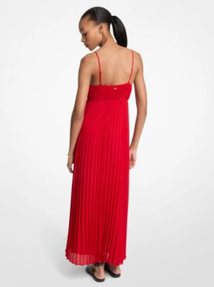 Pleated Georgette Maxi Dress