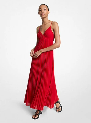 Pleated Georgette Maxi Dress