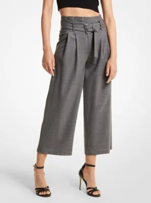 Striped Stretch Wool Cropped Trousers