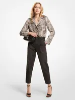 Embellished Snake Crushed Crepe Pajama Shirt