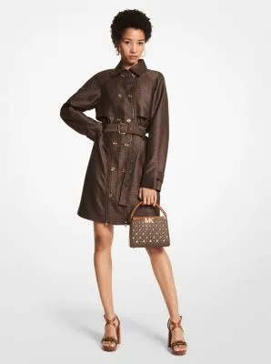 Logo Jacquard Double-Zip Trench Coat