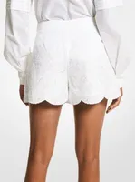 Palm Eyelet Hemp Shorts