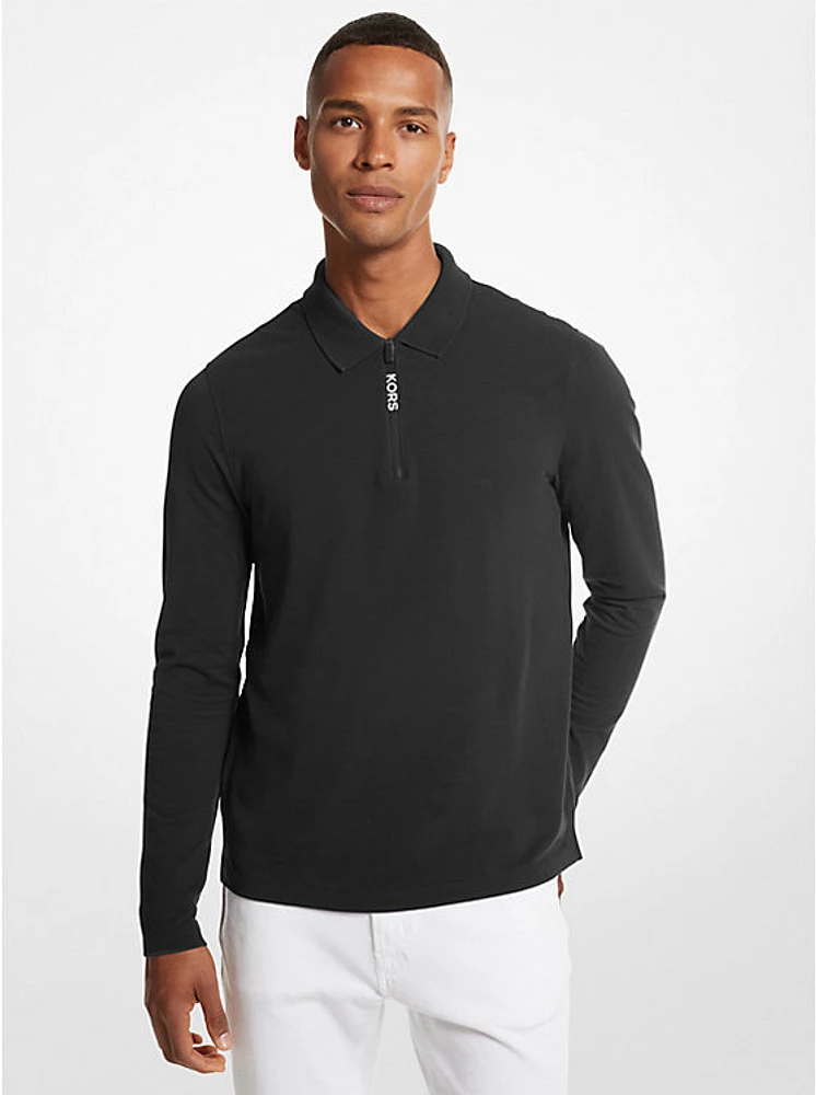 Cotton Long-Sleeve Polo Shirt