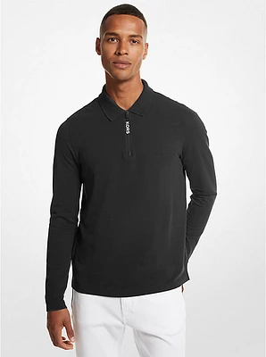 Cotton Long-Sleeve Polo Shirt