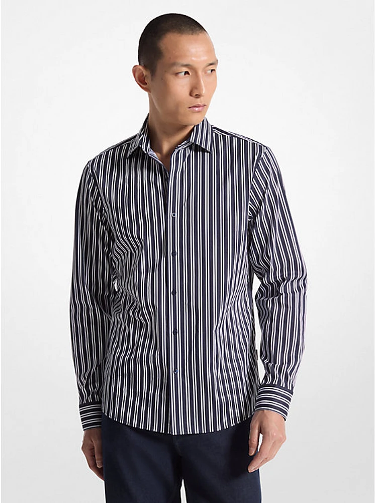 Slim-Fit Stretch Cotton Blend Striped Shirt