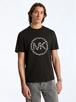 Logo Charm Jacquard Cotton T-Shirt