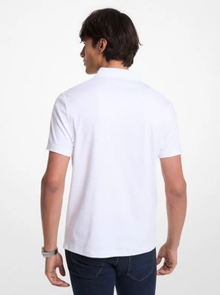 Cotton and Mesh Collar Polo Shirt