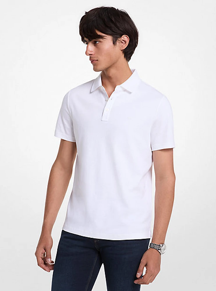 Cotton and Mesh Collar Polo Shirt