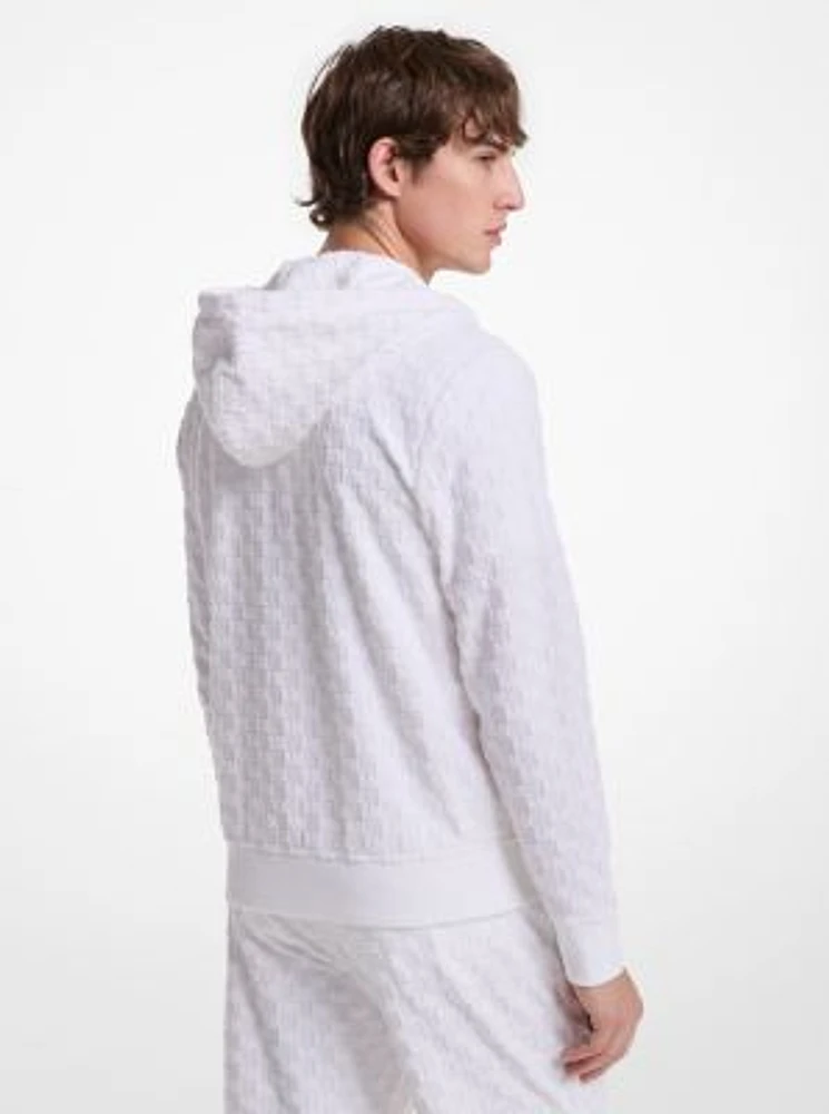 Logo Jacquard Terry Zip-Up Hoodie
