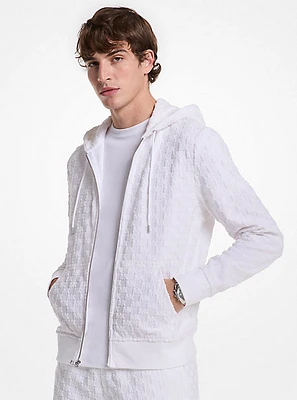 Logo Jacquard Terry Zip-Up Hoodie