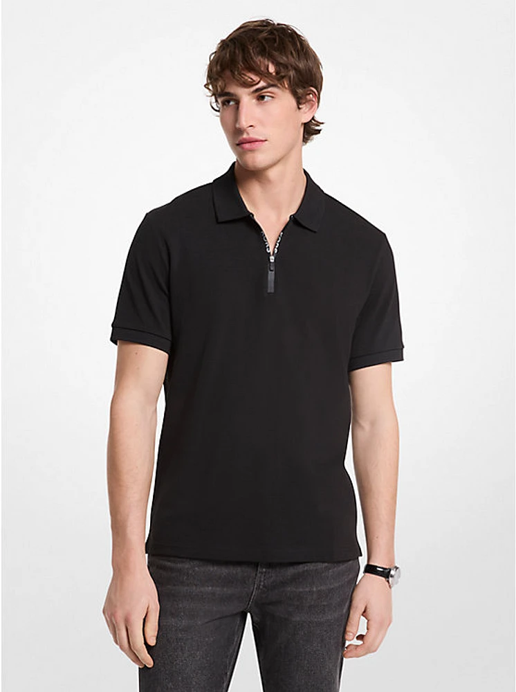 Cotton Zip-Up Polo Shirt