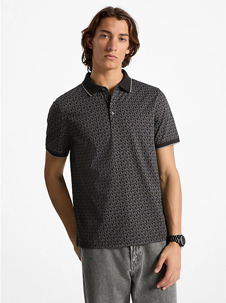 Greenwich Signature Logo Print Cotton Polo Shirt