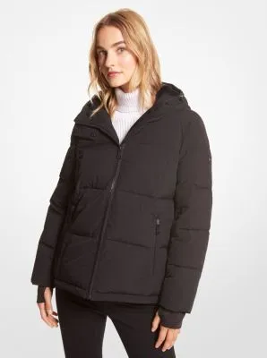 Faux Fur-Trim Quilted Puffer Jacket