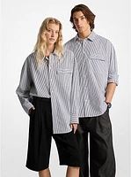 Oversized Striped Stretch Cotton Poplin Shirt