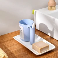 Taza Para Limpieza Bucal Con Soporte Para Cepillo Dental Azul 370 ml