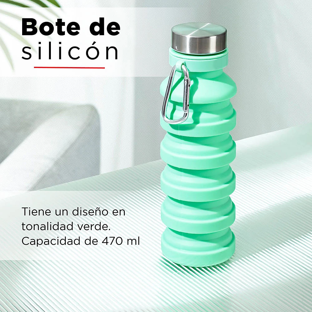Botella  Plegable Silicon  Verde 470 ml