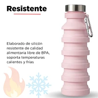 Botella  Plegable Silicon  Rosa 470 ml