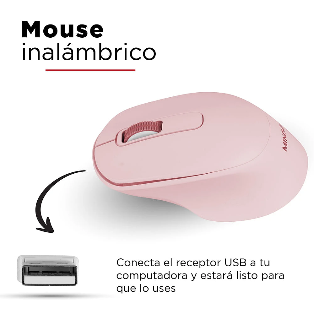 Mouse Inalámbrico Rosa 10.4x6.5x3.9 cm