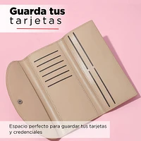 Cartera Para Mujer Plegada Beige 19x9.5 cm