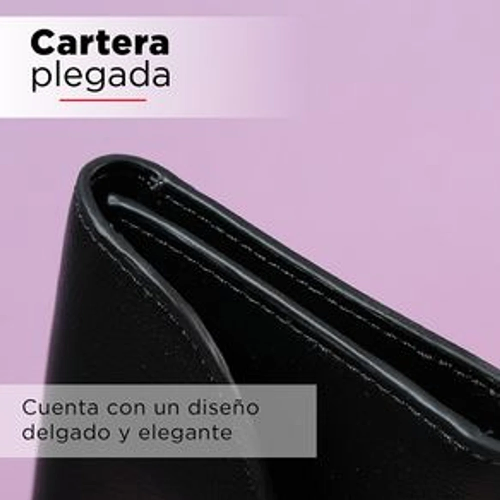 Cartera Para Mujer Plegada Negro 19x9.5 cm