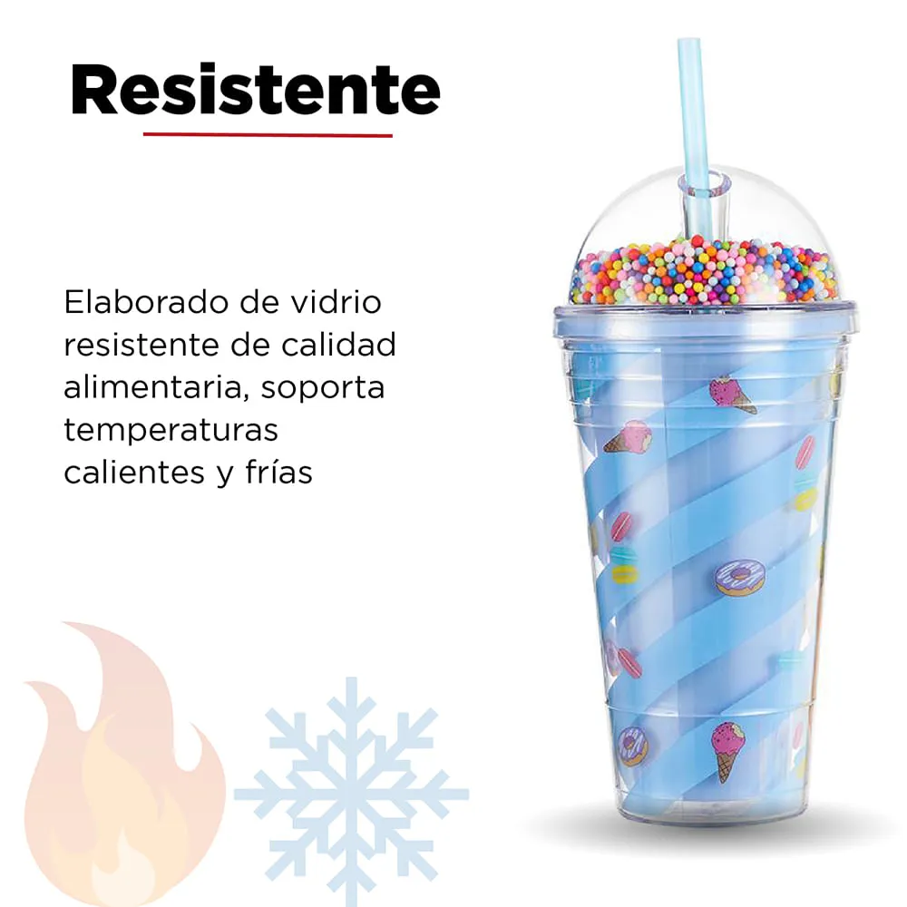 MINISO Vasos de café tropical con tapa y popote de 15 onzas para café  helado, vaso de plástico de do…Ver más MINISO Vasos de café tropical con  tapa y