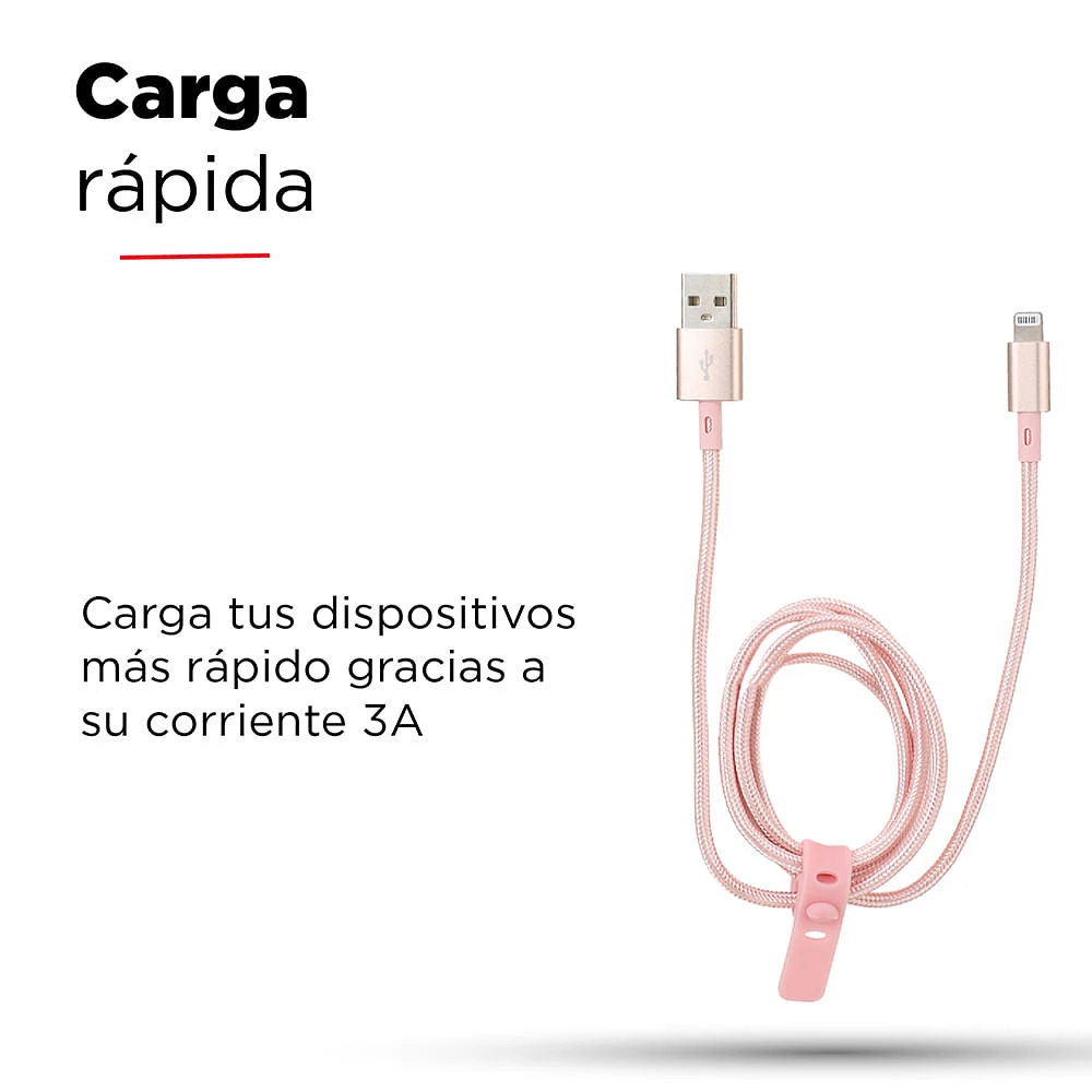 Cable De Carga USB a Lightning Rosa 1 M