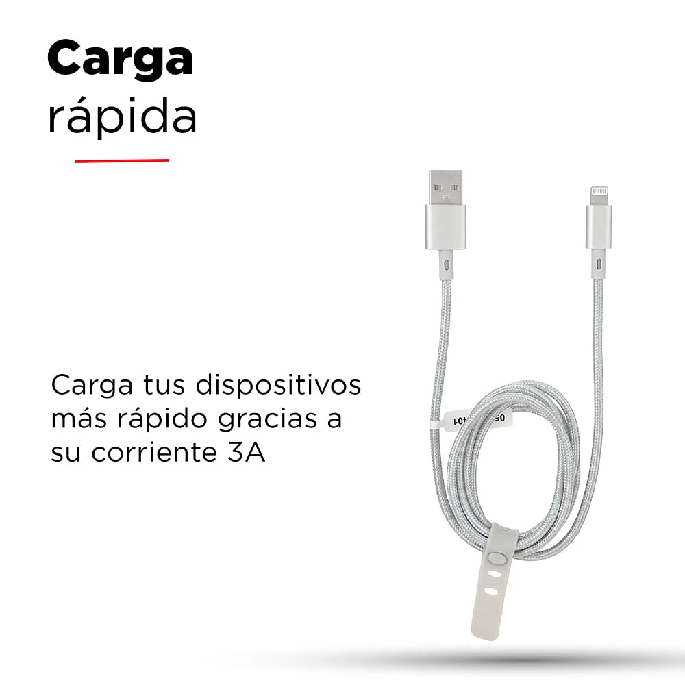 Cable De Carga USB a Lightning Plateado 1 M