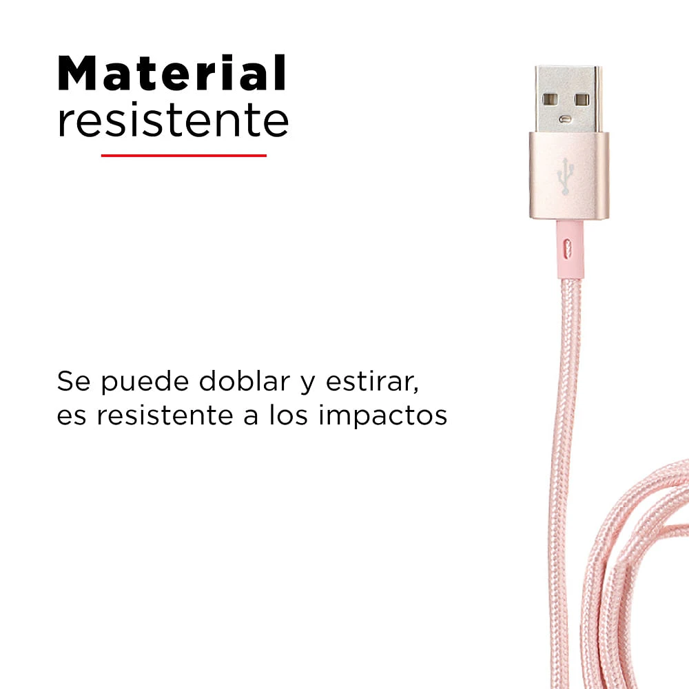 Cable De Carga USB a Lightning Rosa 1 M