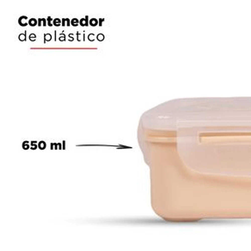 Contenedor Cuadrado Plástico Beige 650 ml