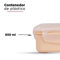 Contenedor Cuadrado Plástico Beige 650 ml