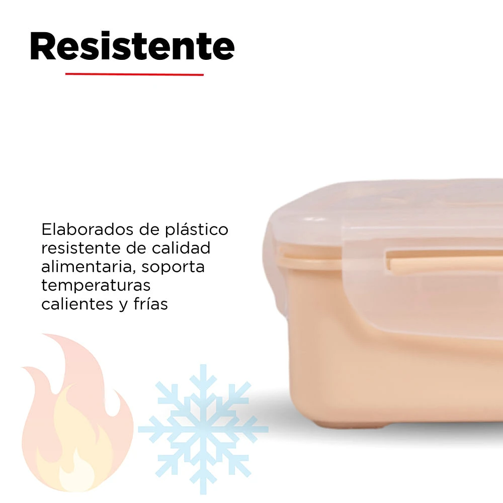 Contenedor Cuadrado Plástico Beige 650 ml