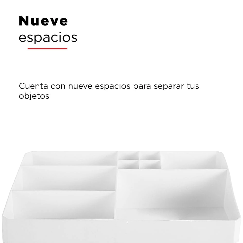 Organizador Para Cosméticos   Con Compartimentos   Blanco 26.4x19.4x7 cm