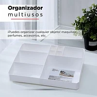 Organizador Para Cosméticos   Con Compartimentos   Blanco 26.4x19.4x7 cm