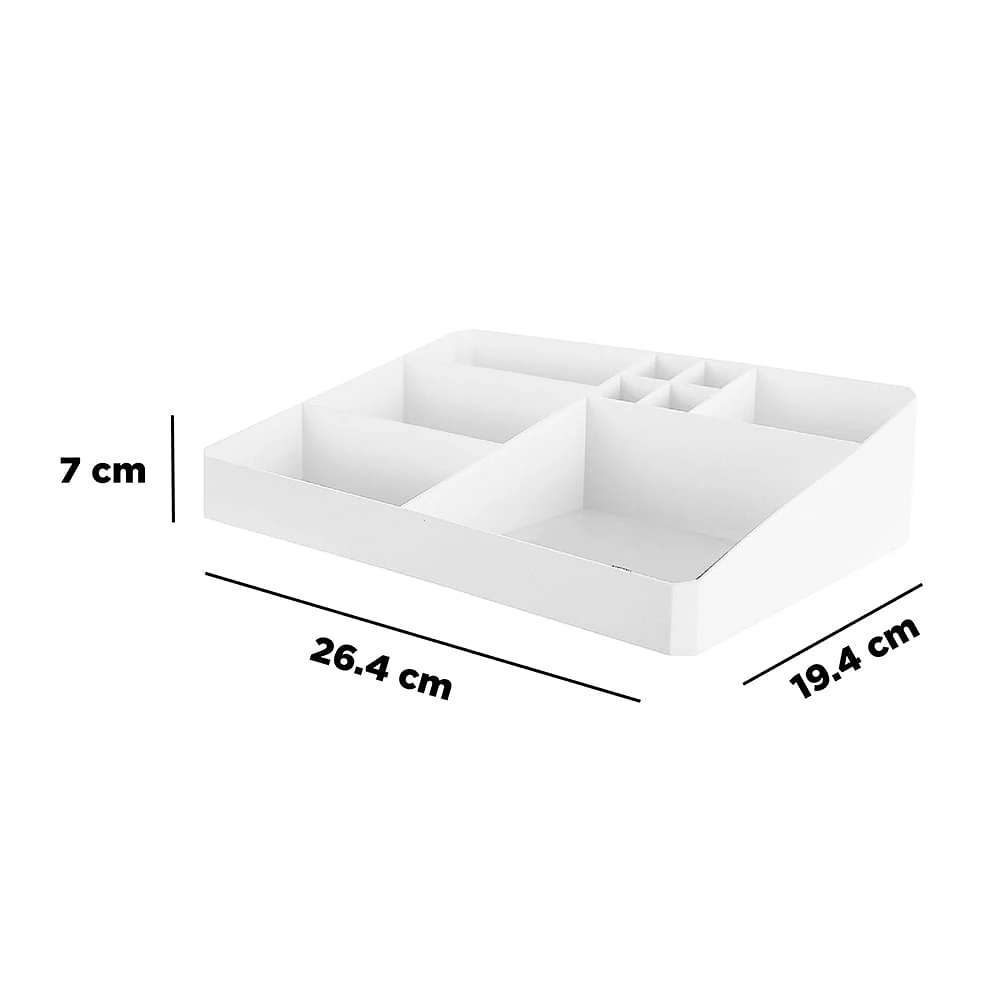 Organizador Para Cosméticos   Con Compartimentos   Blanco 26.4x19.4x7 cm