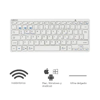 Teclado Inalámbrico Ultrafino Blanco 28.5x12x1.8 cm