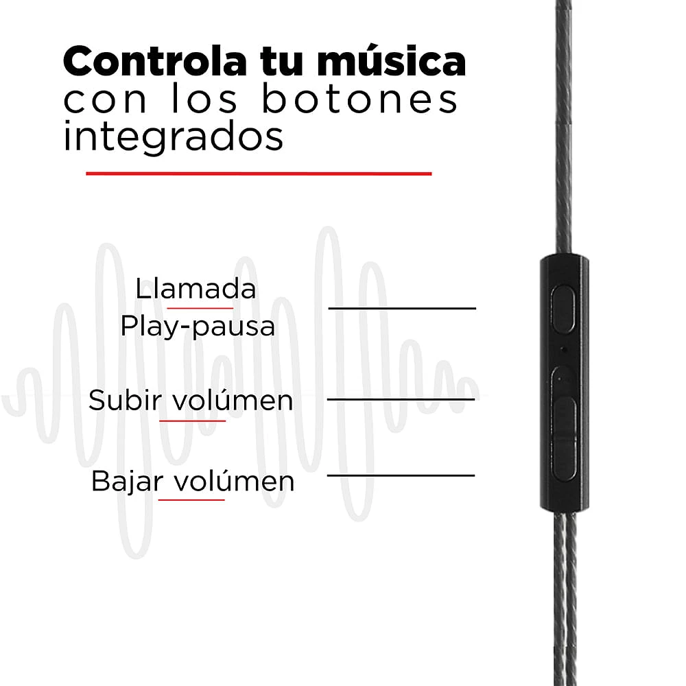 Audífonos De Cable Tipo C Negros 118 cm