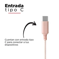 Audífonos De Cable Tipo C Rosas 118 cm