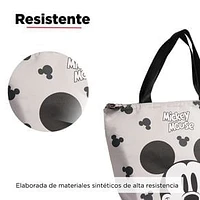 Lonchera Disney Mickey Mouse Tipo Tote Con Siluetas Y Rostro Gris 31x11x21 cm