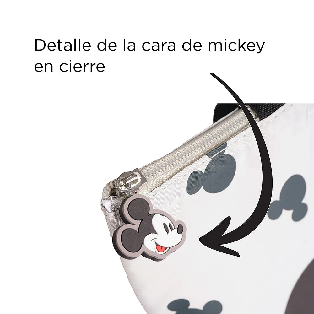 Lonchera Disney Mickey Mouse Tipo Tote Con Siluetas Y Rostro Gris 31x11x21 cm