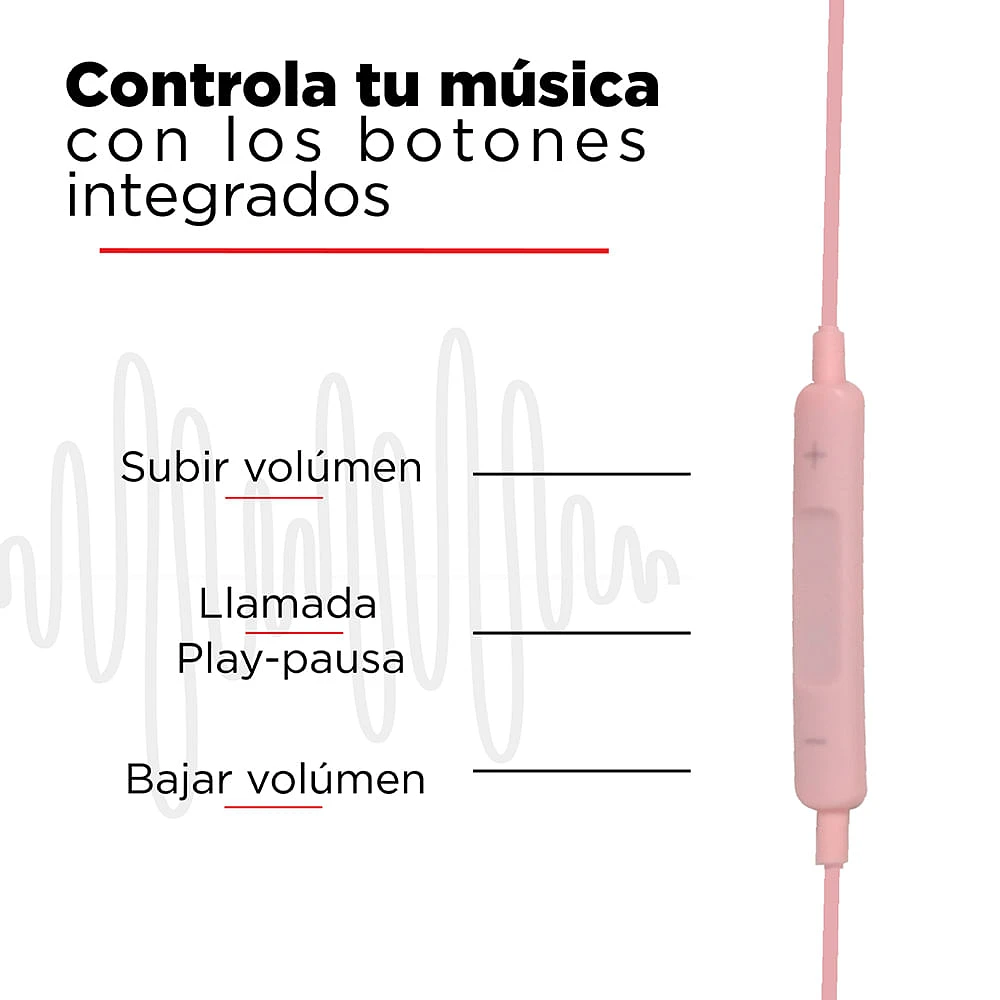 Audífonos De Cable 3.5 mm Rosas 120 cm